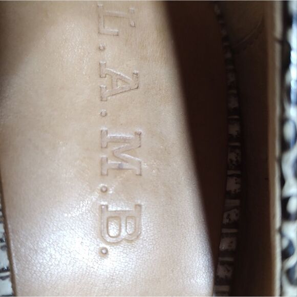 L.A.M.B. Prissy 8 M Tan Snake Print Leather Round Toe 5" Stiletto High Heels - Picture 13 of 13